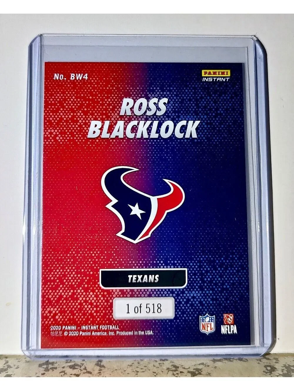 Ross Blacklock 2020 Panini NFL #4 Black and White Rookies Card Texans 1 of 518